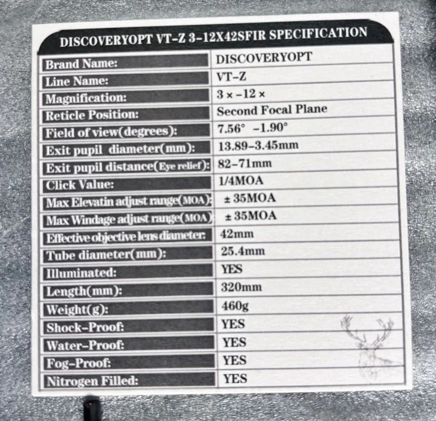 DISCOVERYOPT VT-Z 3-12×42 Rifle Scope – .177 Caliber