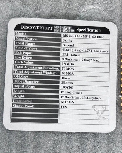 DISCOVERYOPT MS 3-9×40 Rifle Scope – .177 Caliber